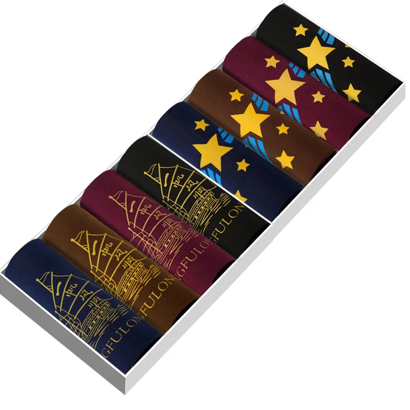 8PCS Men Boxers Underwear Man's Underpants Breathable and Comfotable Men's Underwear Big Size Sexy Men Panty Soft Print Pants