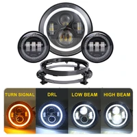 7inch led headlight 4 5inch halo led fog lights with angel turning signal motorcycle light for harley touring softail classic