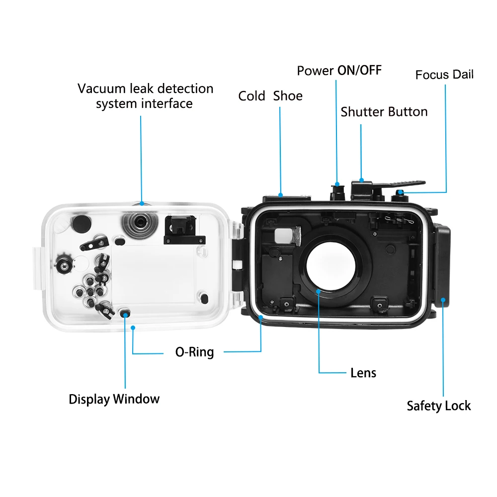 

Seafrogs 195FT/60M Underwater camera waterproof diving housing Case for Olympus TG-6 Bags