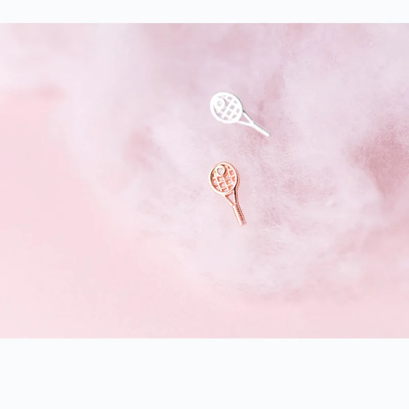 Trusta 925 Sterling Silver Earring Jewelry Women's Fashion Small Tennis Racket Stud Earrings Sport Gift for Girls Teens DS1283 |