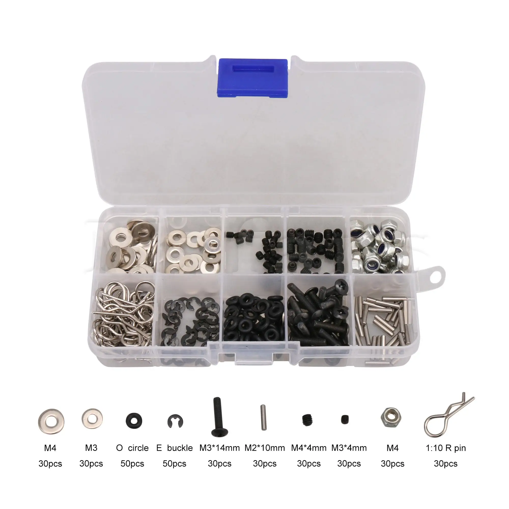 

340Pcs 1:10 RC Car Repair Tool Set Screw Box LS-M340 Replacement for HSP