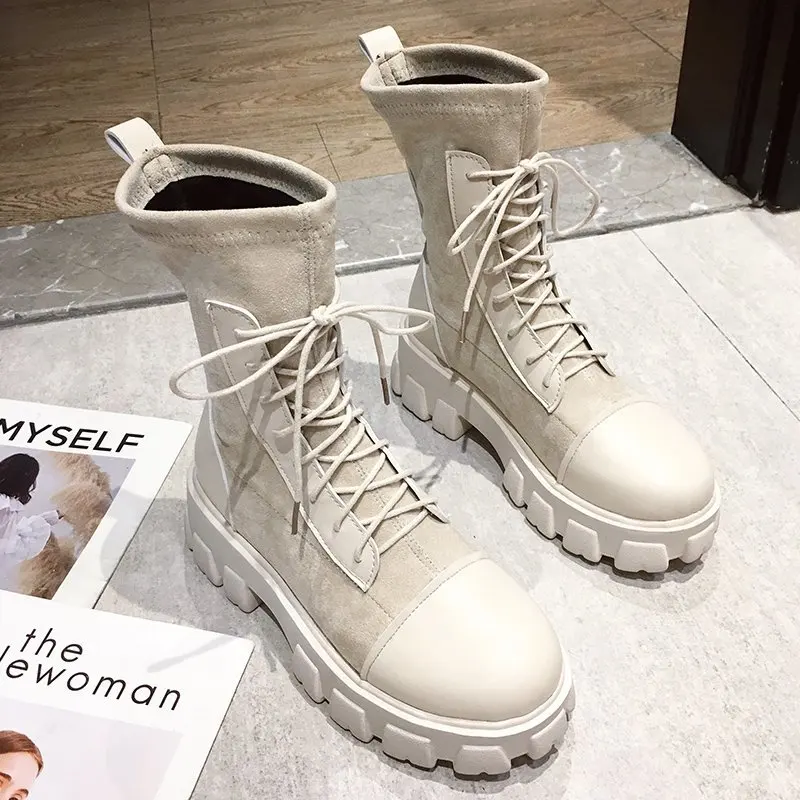 Black Sock Boots Women 2020 New Punk Gothic Shoes Ankle Boots Platform Shoes Women White Sock Boots gdgydh air mesh sexy high heels boots women fetish model shoes white wedding shoes bride platform shoes zipper black punk gothic