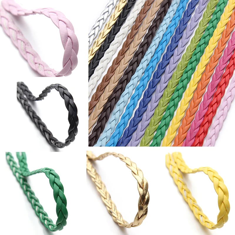 

10m/Lot High Quality Genuine Leather Cord 5mm Flat Strand Multicolor String Rope Thread For DIY Bracelet Necklace Jewelry Making