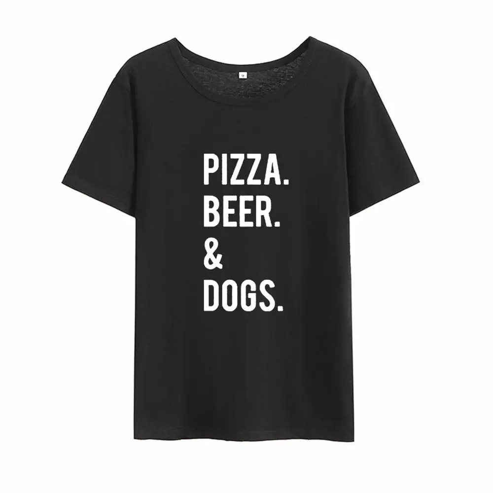 Женская футболка с принтом пиццы пивных собак летняя хлопковая коротким рукавом
