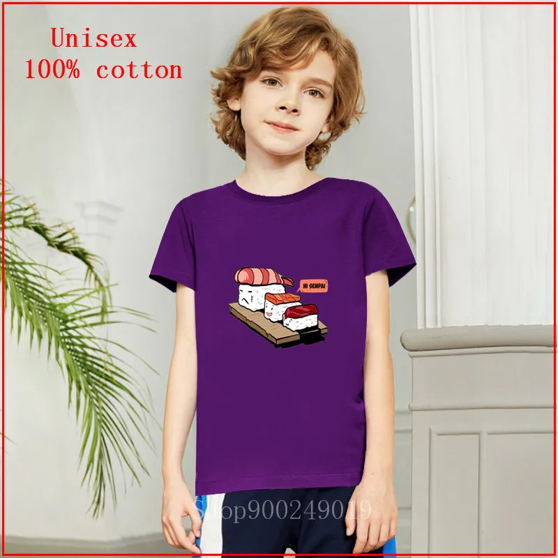 Детские футболки с суши-боссом Hi Senpai Детская футболка хлопковая одежда для