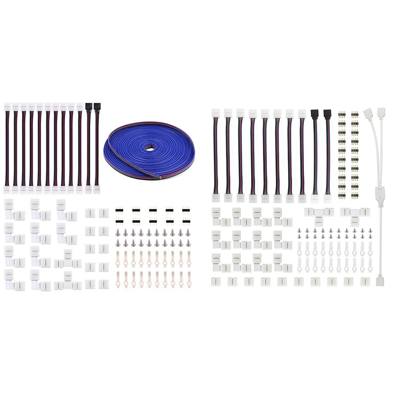 

5050 4Pin LED Strip Connector Kit - 10Mm RGB LED Connector Kit With ​LED Strip Connector Kit