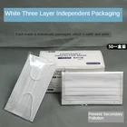 Белая одноразовая Одиночная независимая упаковка из трех слоев пыленепроницаемых нетканых масок, японская и Корейская белая disposa
