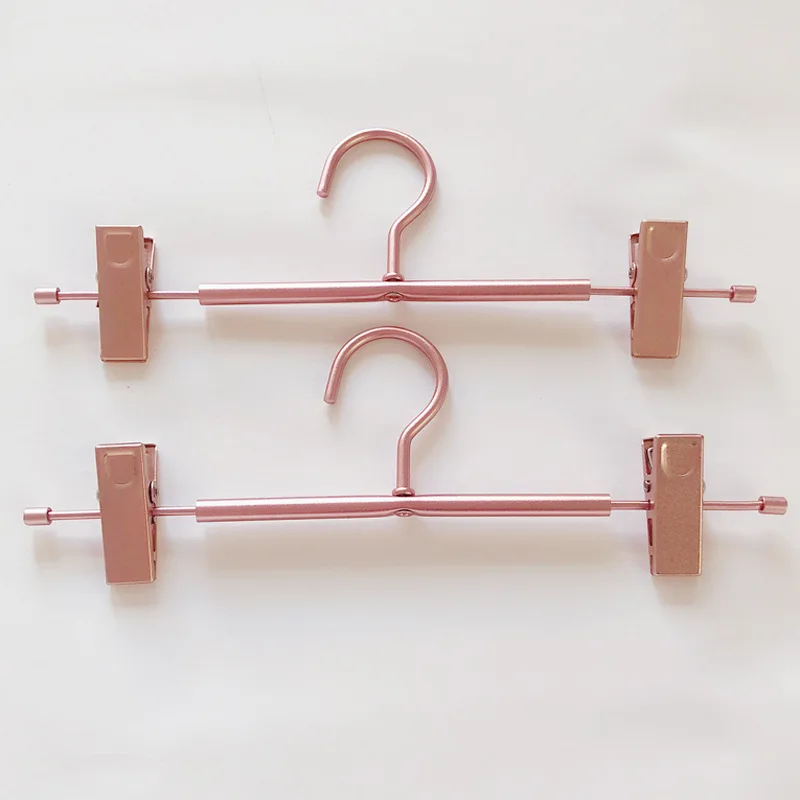 

5/10pcs Rose Gold/Golden Aluminum Alloy Metal Heavy Duty Pants Skirt Slack Hangers, Trousers Hanger with Clips Rack Swivel Hook