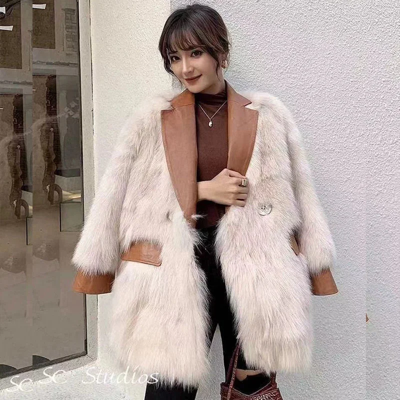 

Winter Fake Shaggy Fur Coats For Women Feather Jacket Faux Mink Lamb Cashmere Sheep Wool Oversize Woman Coat Leather Warm Female