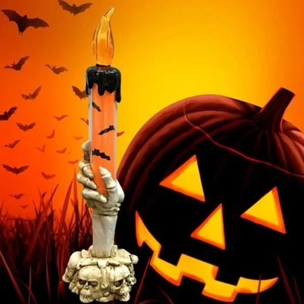 

Halloween Skull Skeletal Lamp Skull Hand Stand Led Candle Flame Light Lamp Home Party Bar Decor