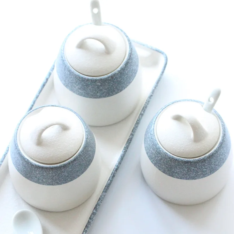 Ceramic Condiment Box Set Creative Kitchen Cooking Flavouring Bottle Spice Jar Salt Pepper Shaker Pocerlain Seasoning Pots | Дом и сад