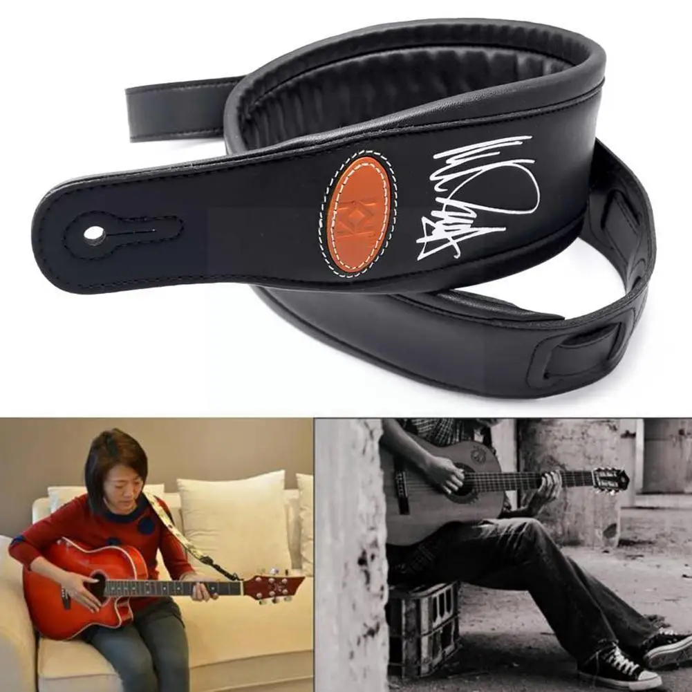 

Electric Guitar Strap Length Adjustable Thickening Super Guitar Widening Accessories Soft Leather PU Strap A9V0