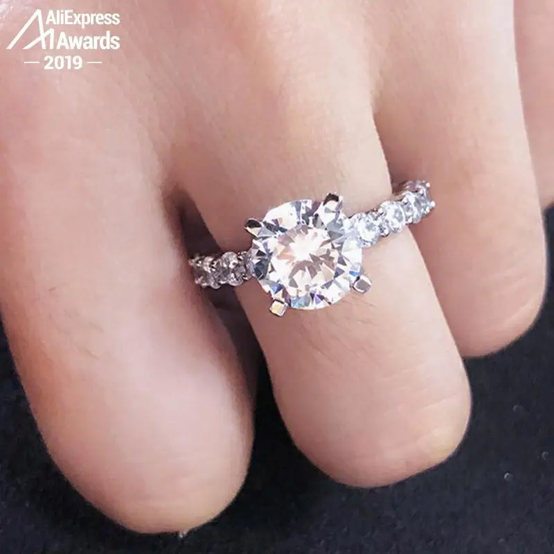 9*9 мм кольцо с бриллиантами круглой огранки не поддельное серебро 925 пробы