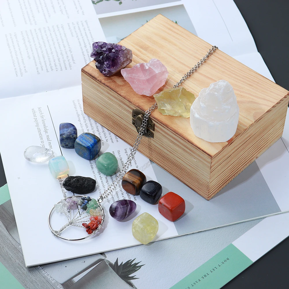 Набор Натуральных кварцевых семь чакр хрустальный камень аметистовый кластер