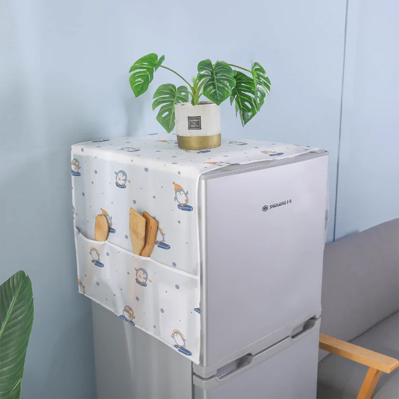 

Premiudde Fridge Print Refrigerator Dust Proof Cover Muti-use Pouch Storage Bag Cartoon Floral Single Door Refrigerator