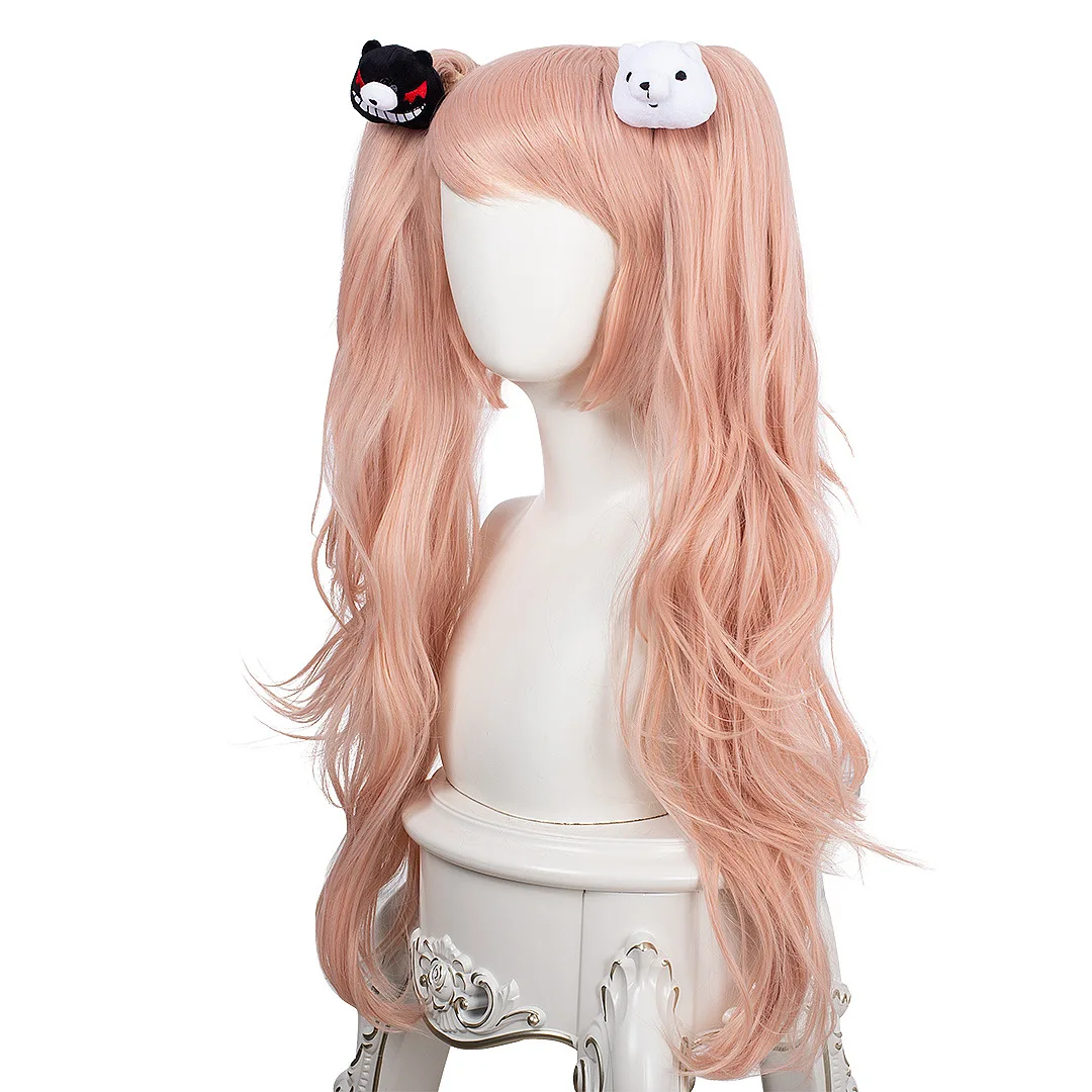 Длинные розовые волнистые парики Dangan Ronpa Danganronpa термостойкий косплей костюм