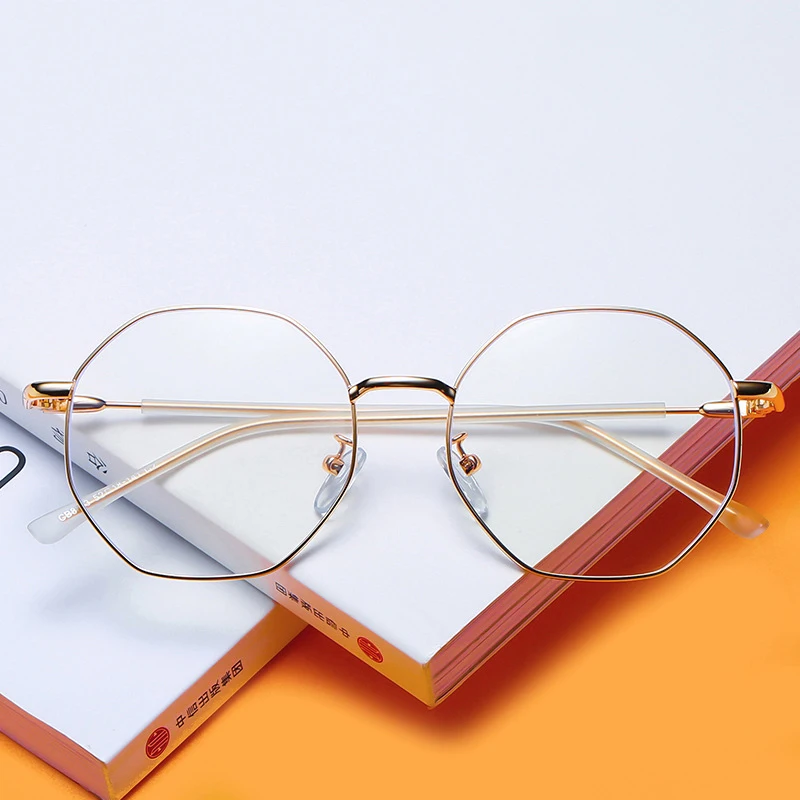 

Fashion Large Polygon Eyewear Frames Anti Blue-ray Glasses Ultralight Prescription Spectacles Alloy Transparent Glasses
