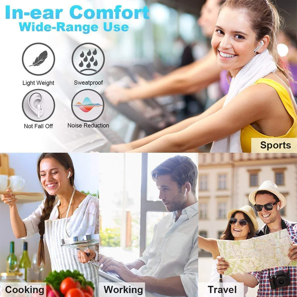 

YHONH i7s Tws Wireless Bluetooth Earphones Stereo Bass Earphone Earbuds Sport Headset with Charging Box for iPhone Xiaomi Huawei