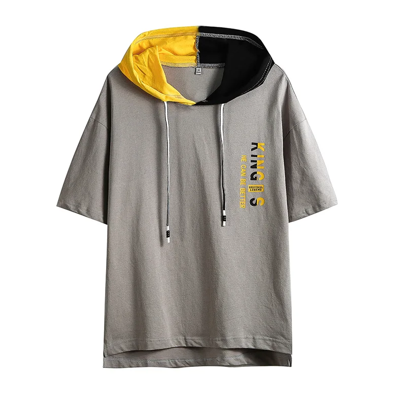 

Male's Printing Short Sleeve T-shirt Men's White Cotton Hooded