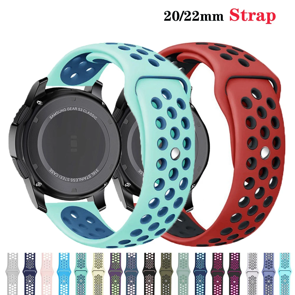 Ремешок силиконовый для Samsung Galaxy watch 3/46 мм/42 мм/Active 2/Gear S3 Frontier браслет Huawei GT/2/2e/Pro 20