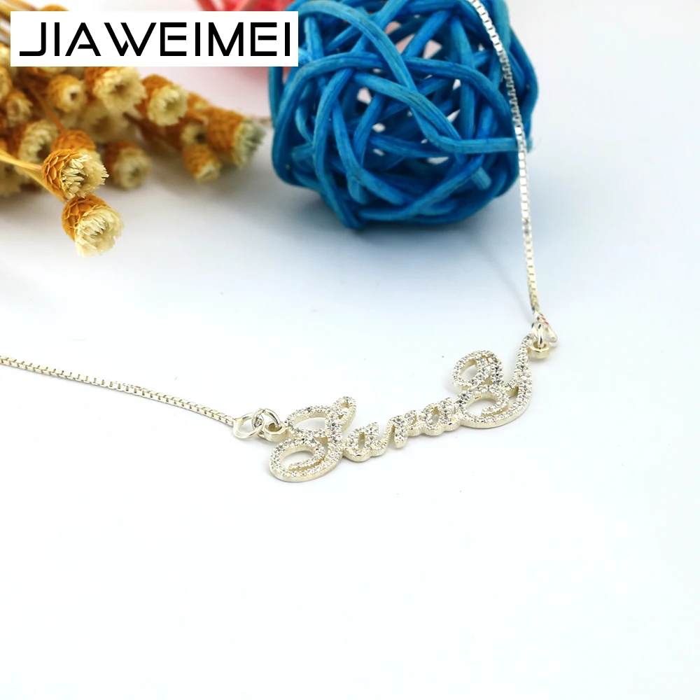 Женское Ожерелье из циркония 925 пробы модное ожерелье с индивидуальным именем