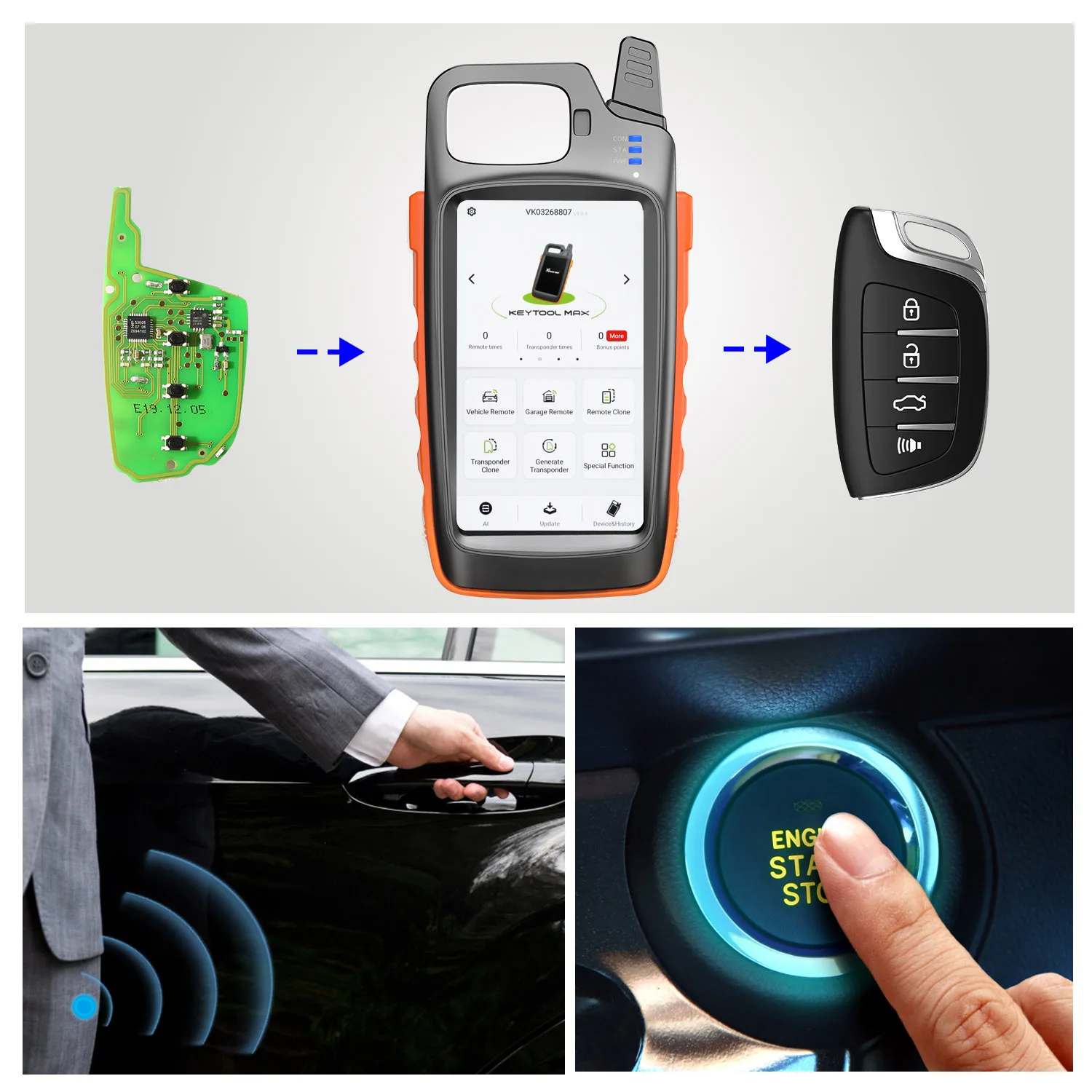 

Okeytech Xhorse VVDI Key Tool Max Remote Programmer Support work with Condor Dolphin XP005 Bluetooth OBD Matching
