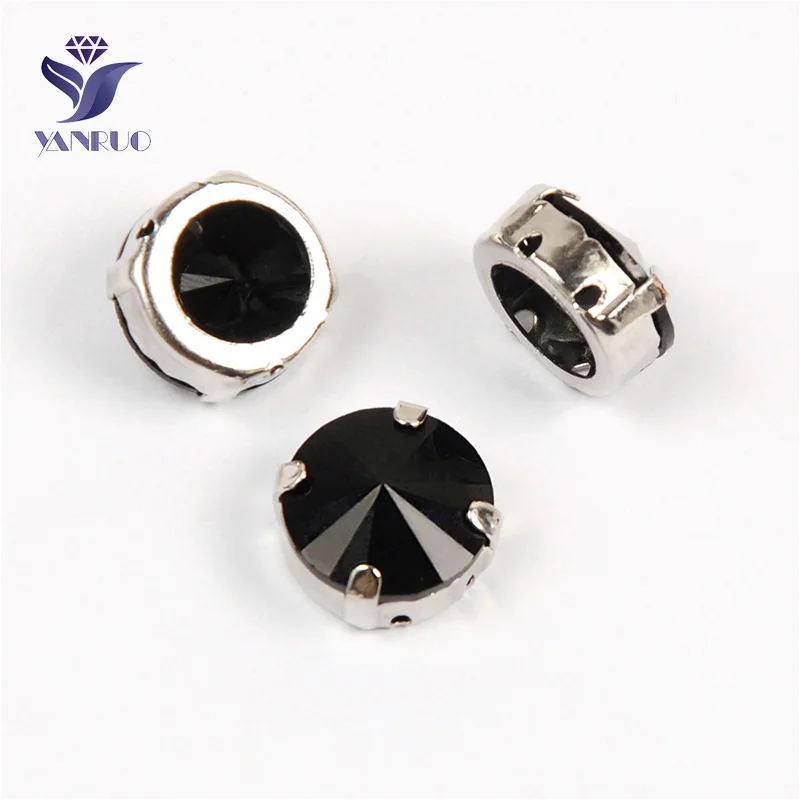 Jet Yanruo 1122 стакан Rivoli Strass хрустальные маскарадные камни металлическая установка DIY заостренный назад пришить стразы для поделок - Цвет: Jet