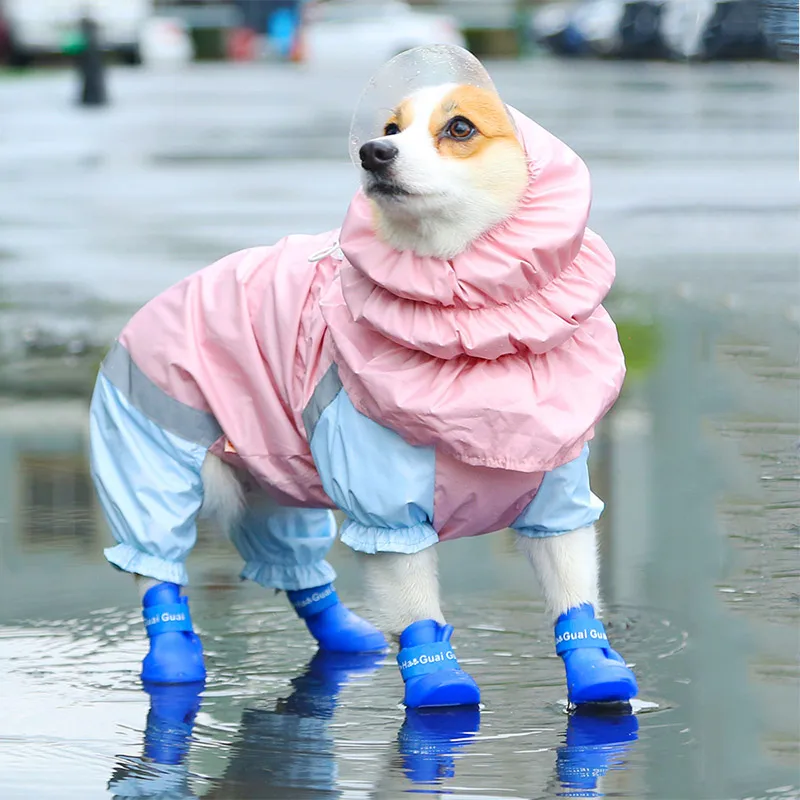 HOOPET Pet Cat Dog Raincoat Hooded Clothes Waterproof Rain Jumpsuit For Big Medium Small Dogs Golden Outdoor | Дом и сад