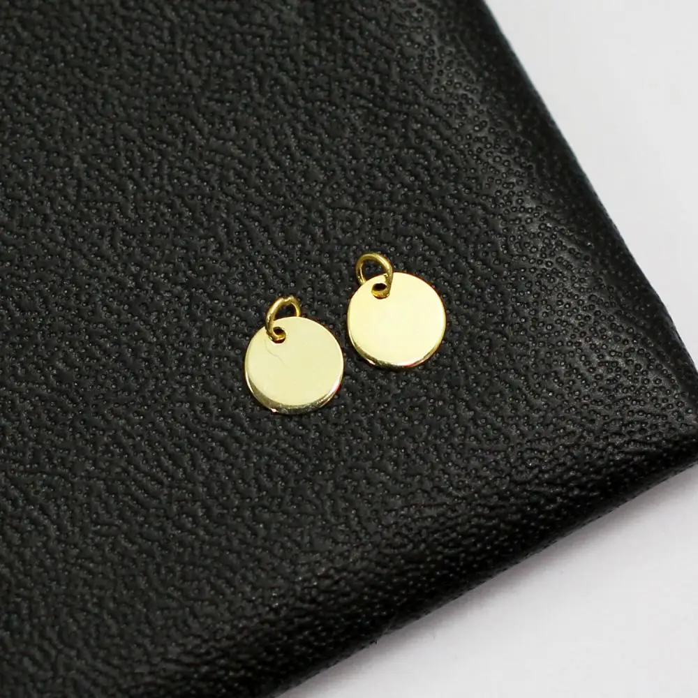 

Pure Silver Stamping Blanks Gold Plated Round Flat Setting Oval Thick Personalized Tags Pendant Charm 1 Hole Simple DIY Necklace