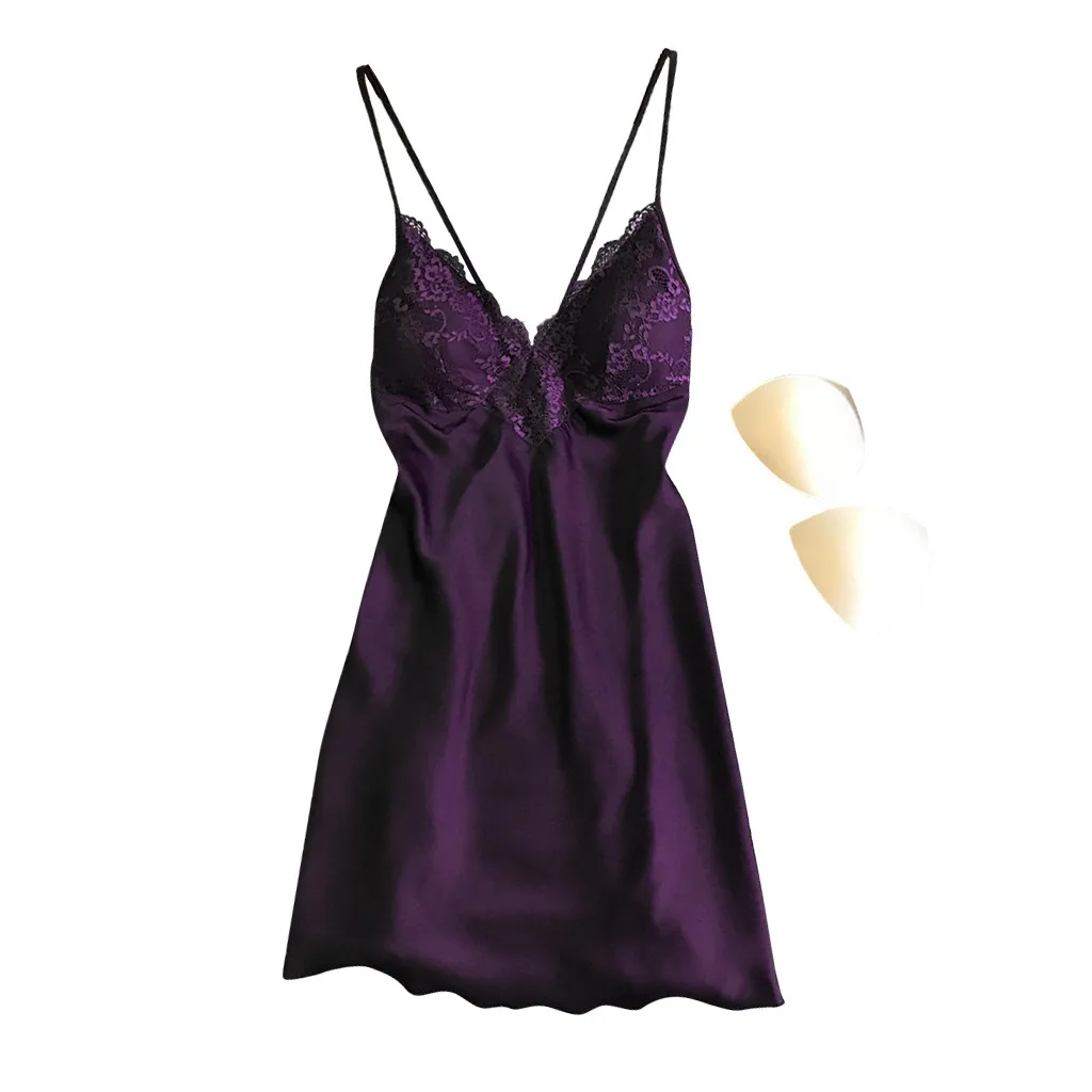 

Lingerie Women Silk Lace Robe Dress Babydoll Sleepwear Nightdress Pajamas Set