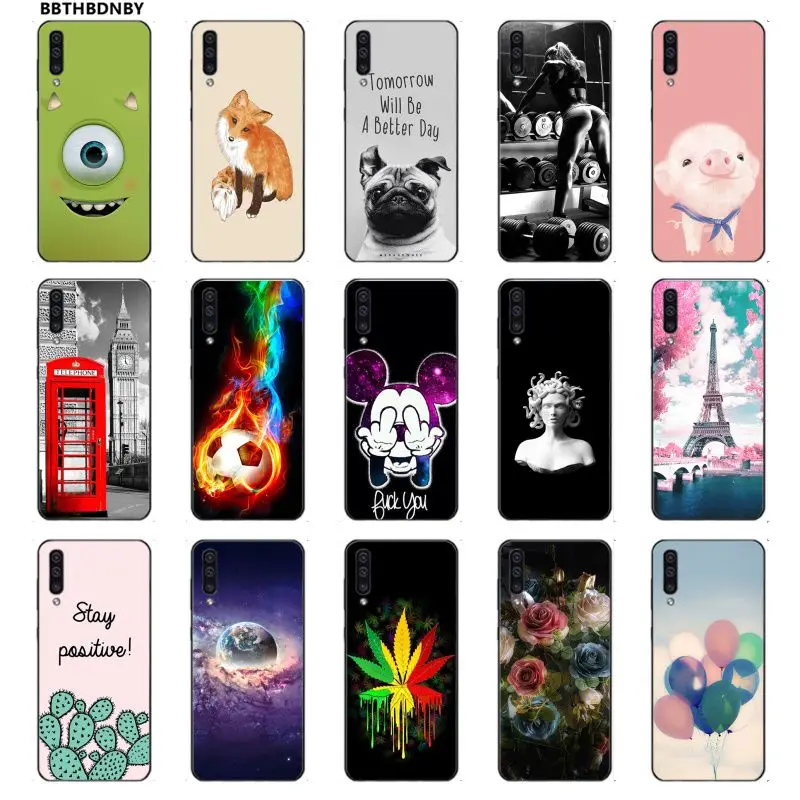 Для Galaxy A50 чехол Русская версия Smart Cover Черная мягкая крышка обратите внимание на