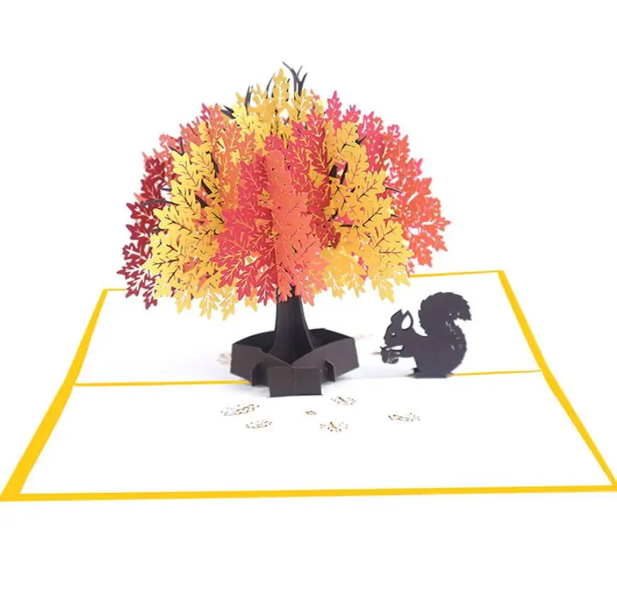 10 шт. дуб белка и рисунком в виде птичек-оригами 3D Pop UP поздравительная открытка
