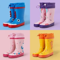 cartoon cute dinosaur unicorn children rain shoes for boys girls waterproof natural rubber non slip toddler kids rain boots