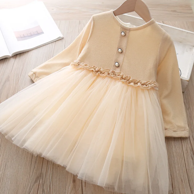 Платье для маленьких девочек кружевное детское рождественское платье с длинными