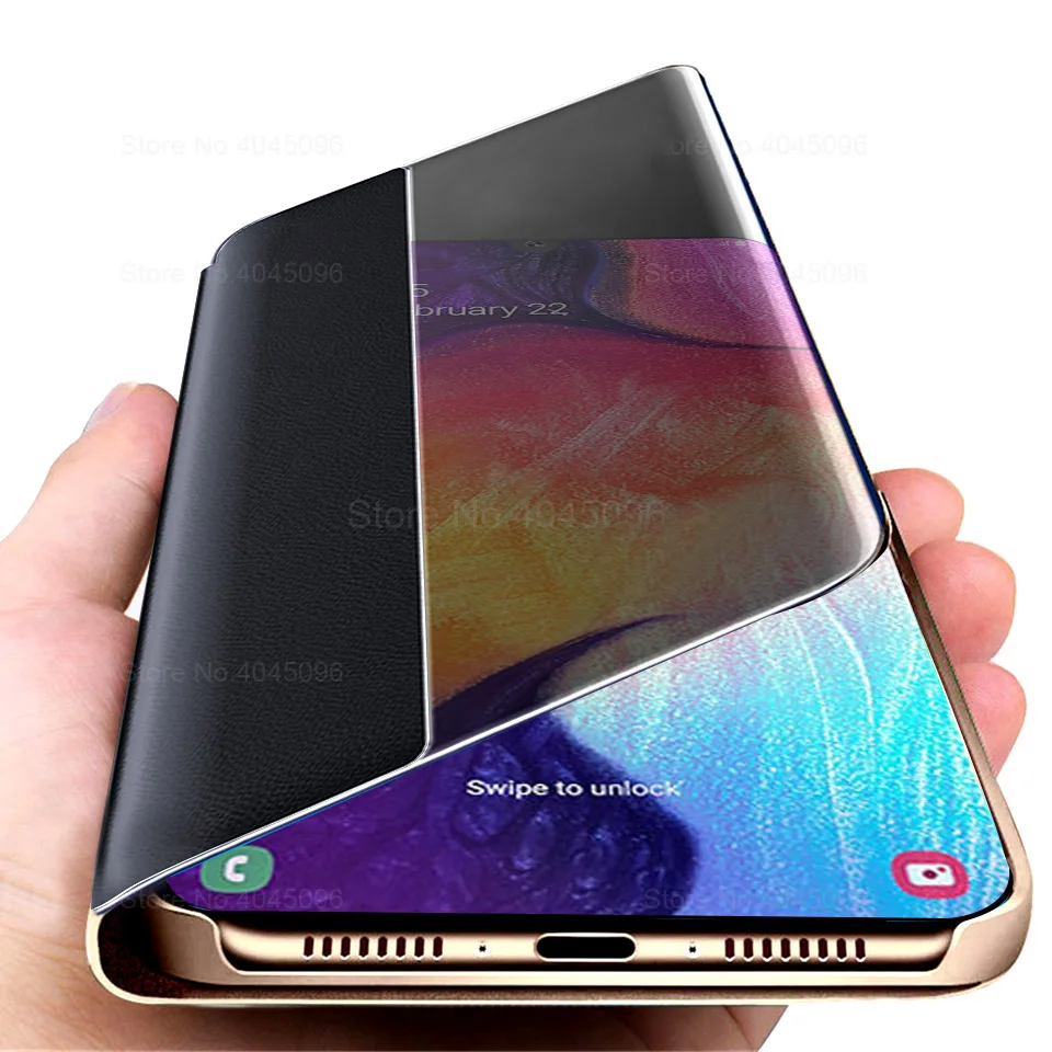 Умный прозрачный флип чехол для телефона Samsung Galaxy A50 A30 A20 A10 A60 A70 защитный кожаный A