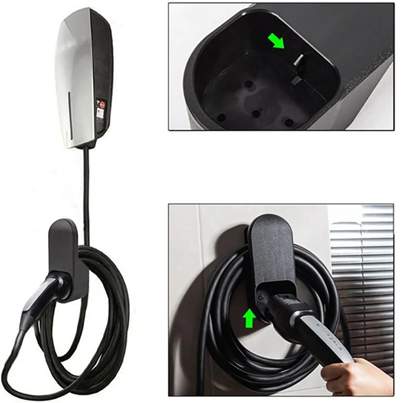 

Car Charging Cable Organizer Wall Mount Charger Bracket Adapter with Charging Port Cover for Tesla Model 3 EU Plug