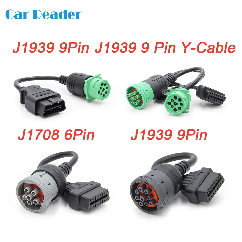 J1939 9Pin дизельный мужчина к OBD2 16Pin адаптер автомобильного диагностического