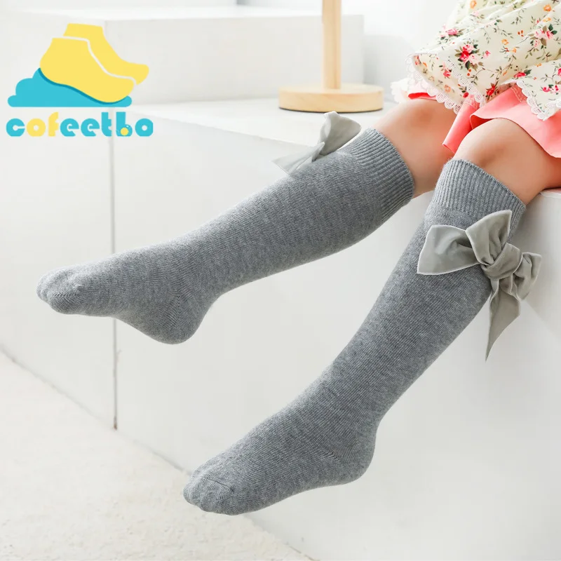 

Lolita Bow-knot Baby Socks Long Tube Cotton Breathable Solid Color for Girls Child Cute Spring Autumn Soft Elastic Socks