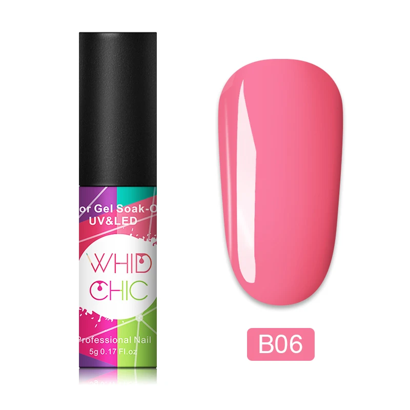 B06 WHID CHIC 1 бутылка 5 мл Блестящий цветной Гель-лак для ногтей Блестящие Блестки долговечный впитывающий УФ-гель для ногтей для самостоятельного дизайна ногтей - Цвет: B06