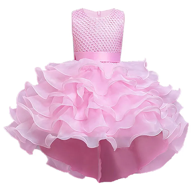 pink Детская одежда с юбкой-пачкой в цветочек элегантные атласные кружевные платья без рукавов для девочек, вечерние платья принцессы для детей 3, 4, 6, 8, 10, 12 лет - Цвет: pink