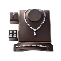 jewelry set hadiyana creative waterdrop necklace earring ring and bracelet set lady wedding party zircon cn058 conjunto de joyas