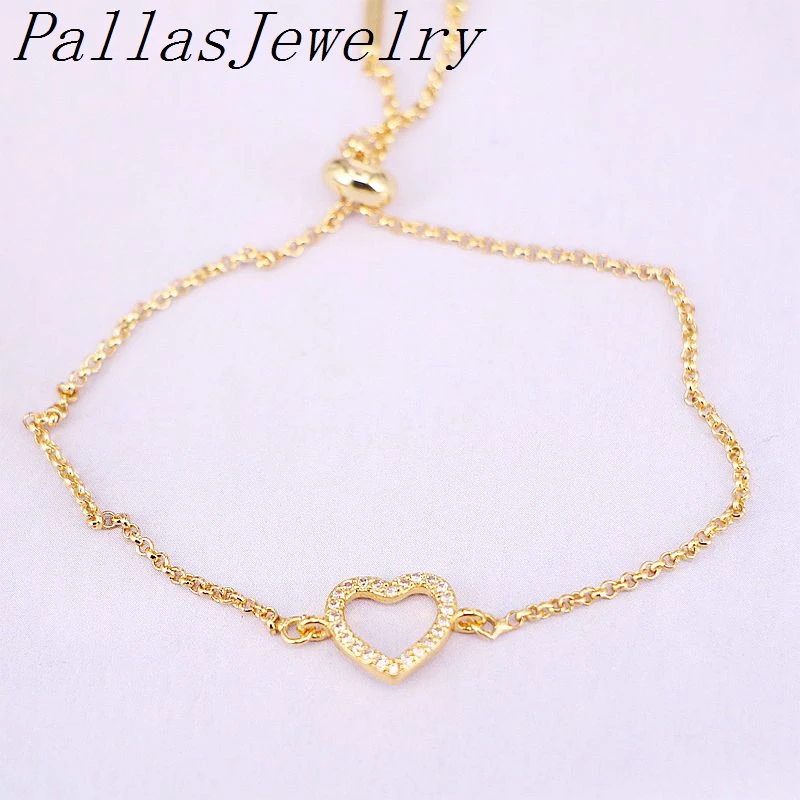 

10Pcs Clear Zirconia Round/ Heart/Oval Bracelets For Women Gold Color Bracelet Charm Adjustable Women Jewelry