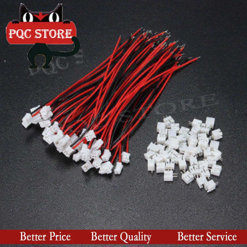 

50pcs 26AWG 2.0 PH 2-Pins 120mm Mini Micro JST Connector Wires With Plug Electrical Cable High Quality