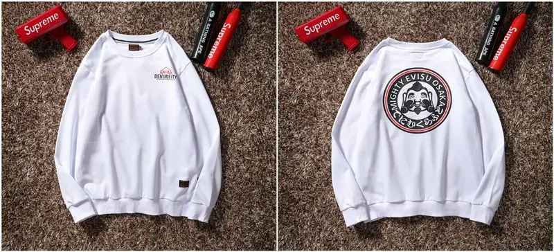 Evisu осенне-зимний мужской свитер с круглым вырезом, теплый дышащий Модный хлопковый свитер с принтом и длинными рукавами для мужчин и женщин, одежда для влюбленных