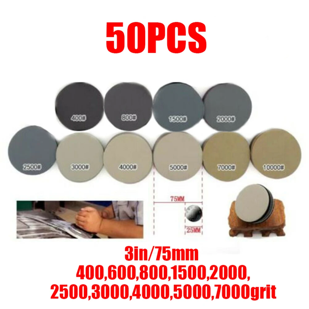 

3 Inch Sandpaper Wet Dry Hook Loop Round Sanding Discs Pads High Quality