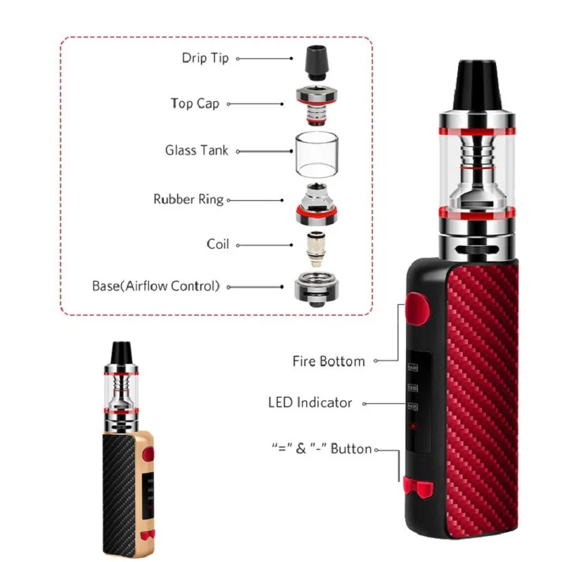 Vape 80W Electronic Cigarettes 1800Mah 510Thread Box Mod 2ml Tank E Hookah Pen mini Vaporizer Mech Smoke Vaping 2021 Starter Kit |