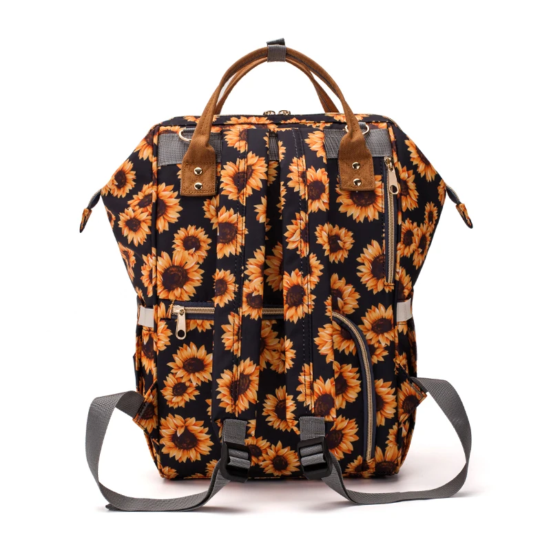 

Baby Diaper Backpack Tote Cactus Sunflower Print Changing Nappy Mummy Bag Baby Stroller Large Capacity Maternity Bags