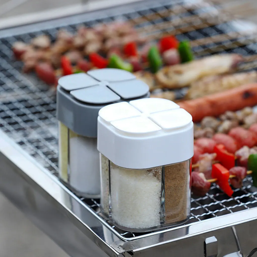 

Kitchen Pepper Shaker 4 Grids Picnic Seasoning Bottle Plastic Portable Barbecue Spice Jar Household Condiment Box