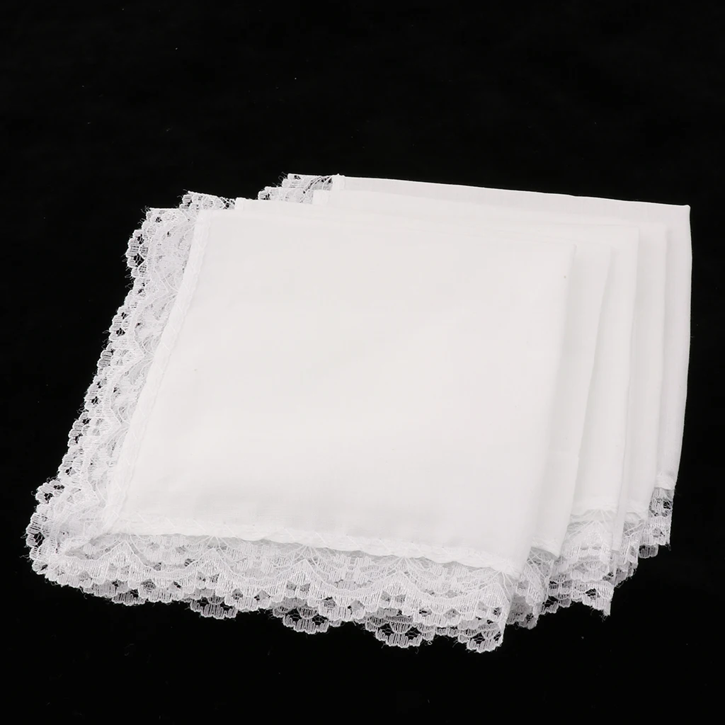 

5pcs Pure 100% Cotton White Handkerchiefs Women Men Hanky Kerchiefs