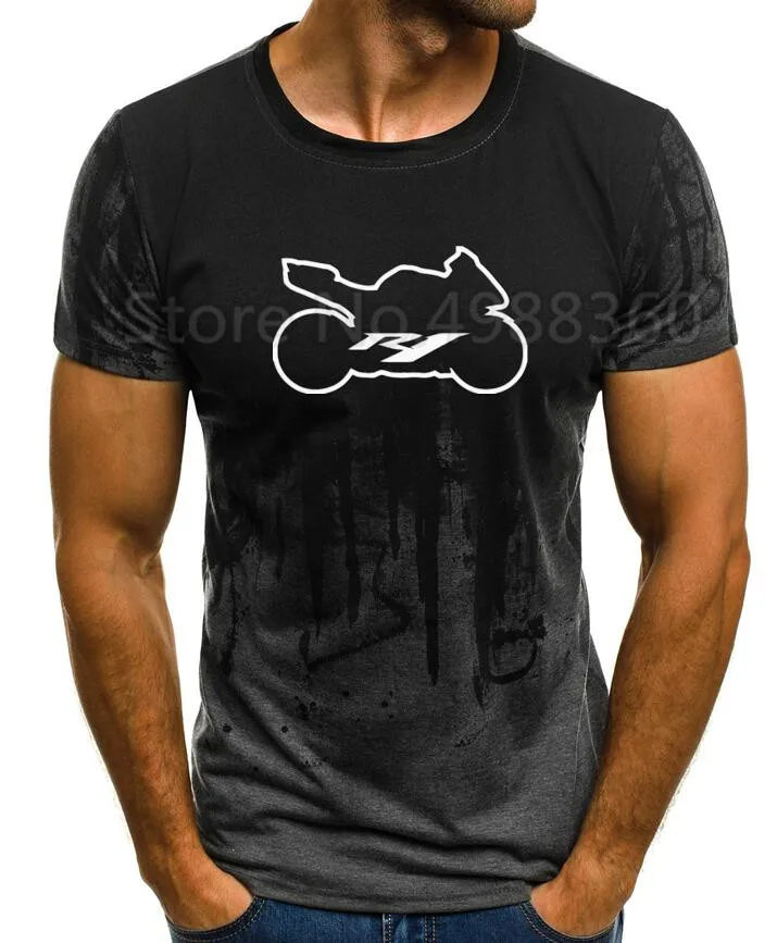 Летняя Новинка 2019 YAMAHA R1 мотоцикл Мужская футболка с коротким рукавом 100% хлопок